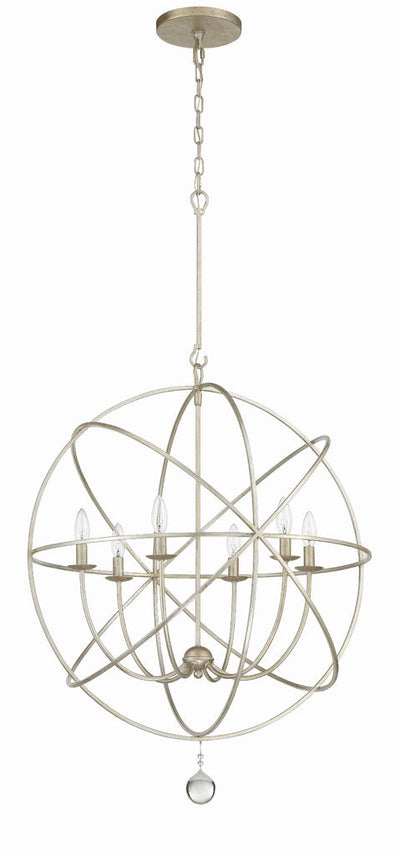 Solaris 6 Light Olde Silver Sphere Chandelier Chandelier Crystorama