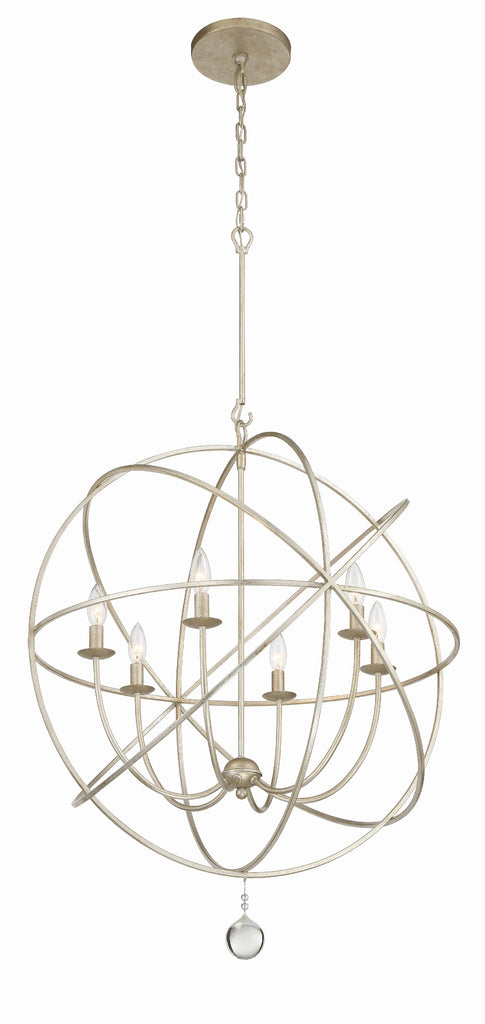 Solaris 6 Light Olde Silver Sphere Chandelier Chandelier Crystorama