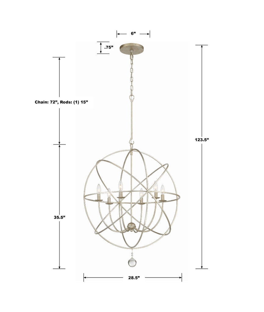 Solaris 6 Light Olde Silver Sphere Chandelier Chandelier Crystorama