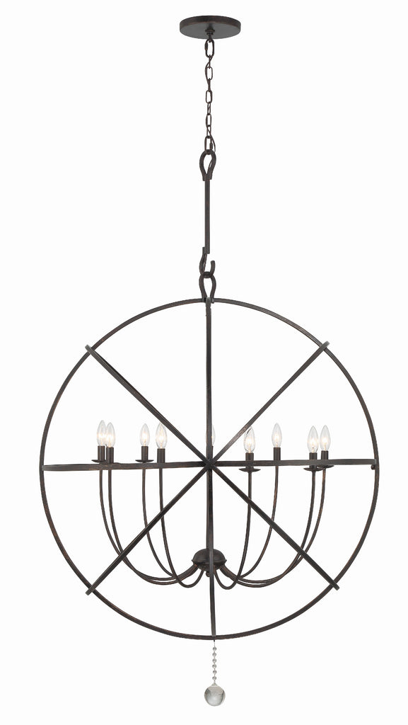 Solaris 9 Light English Bronze Sphere Chandelier Chandelier Crystorama