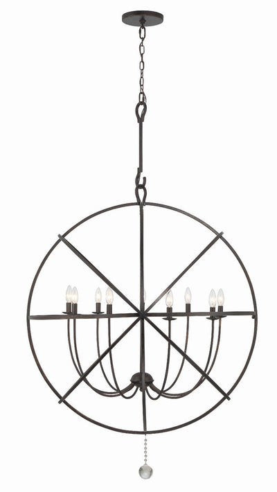 Solaris 9 Light English Bronze Sphere Chandelier Chandelier Crystorama