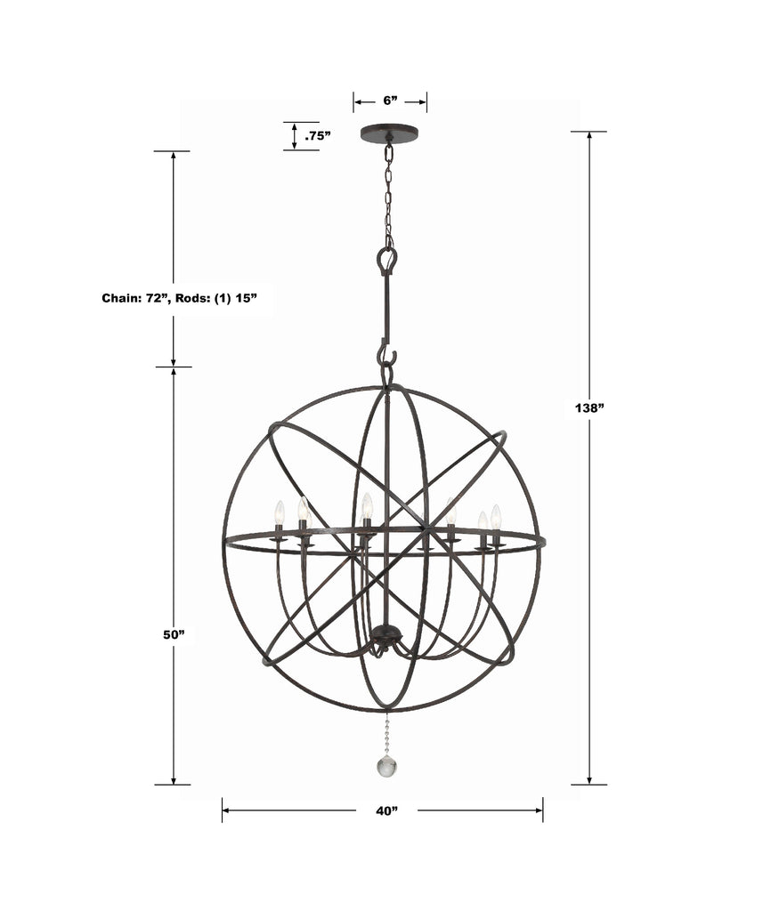 Solaris 9 Light English Bronze Sphere Chandelier Chandelier Crystorama