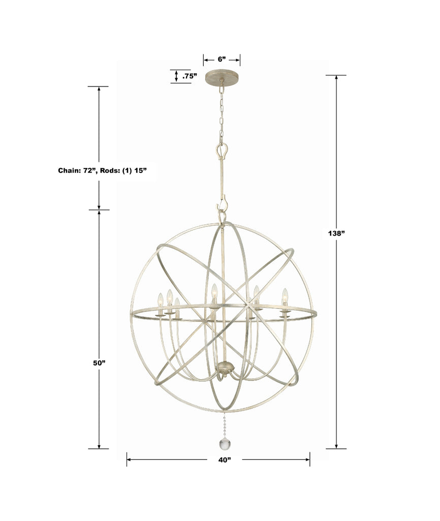 Solaris 9 Light Olde Silver Sphere Chandelier Chandelier Crystorama