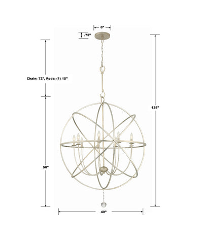 Solaris 9 Light Olde Silver Sphere Chandelier Chandelier Crystorama