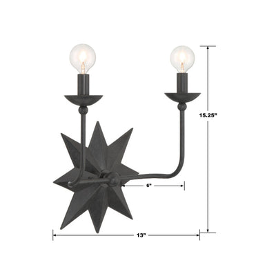 Astro 2 Light Black Sconce Wall Sconce Crystorama