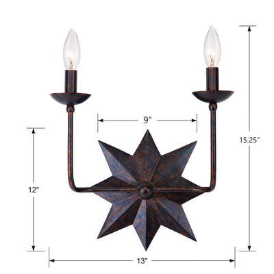 Astro 2 Light English Bronze Sconce Wall Sconce Crystorama