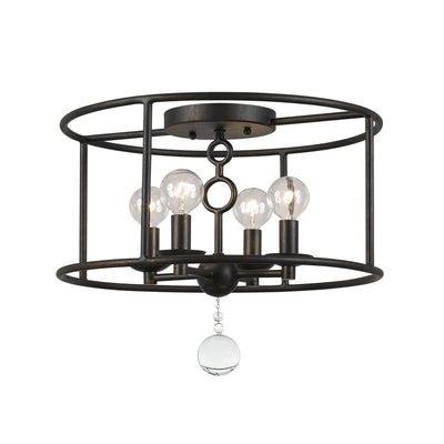 Cameron 4 Light English Bronze Semi Flush Mount Semi Flush Crystorama