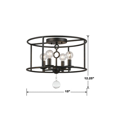 Cameron 4 Light English Bronze Semi Flush Mount Semi Flush Crystorama