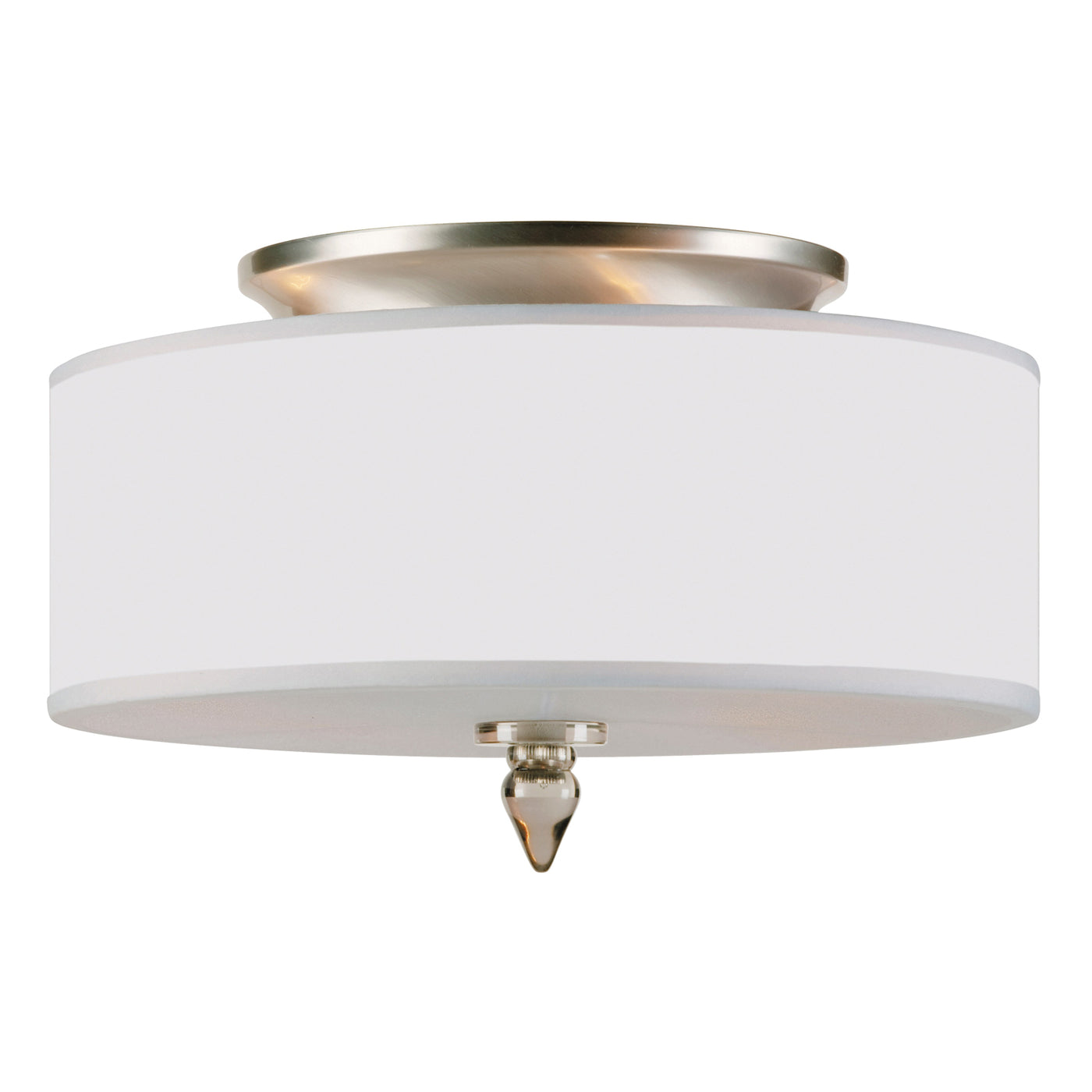 Luxo 3 Light Drum Shade Satin Nickel Flush Mount Semi Flush Crystorama