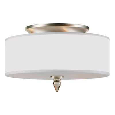 Luxo 3 Light Drum Shade Satin Nickel Flush Mount Semi Flush Crystorama