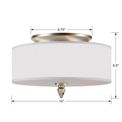 Luxo 3 Light Drum Shade Satin Nickel Flush Mount Semi Flush Crystorama