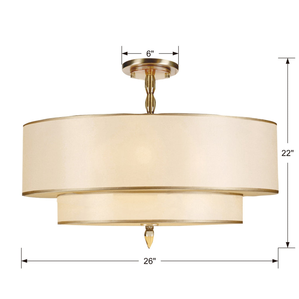 Luxo 5 Light Antique Brass Semi Flush Mount Semi Flush Crystorama