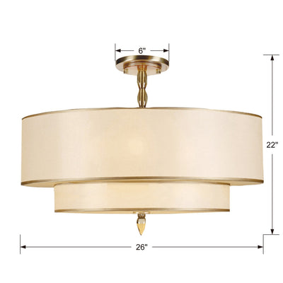 Luxo 5 Light Antique Brass Semi Flush Mount Semi Flush Crystorama