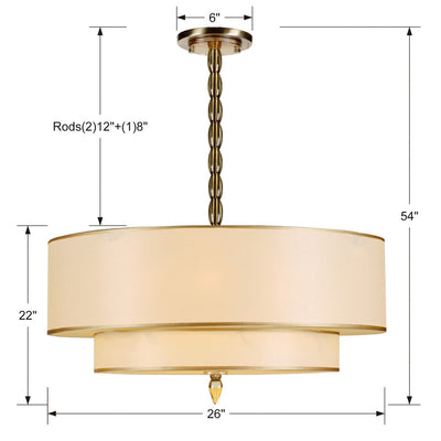 Luxo 5 Light Drum Shade Antique Brass Chandelier Chandelier Crystorama