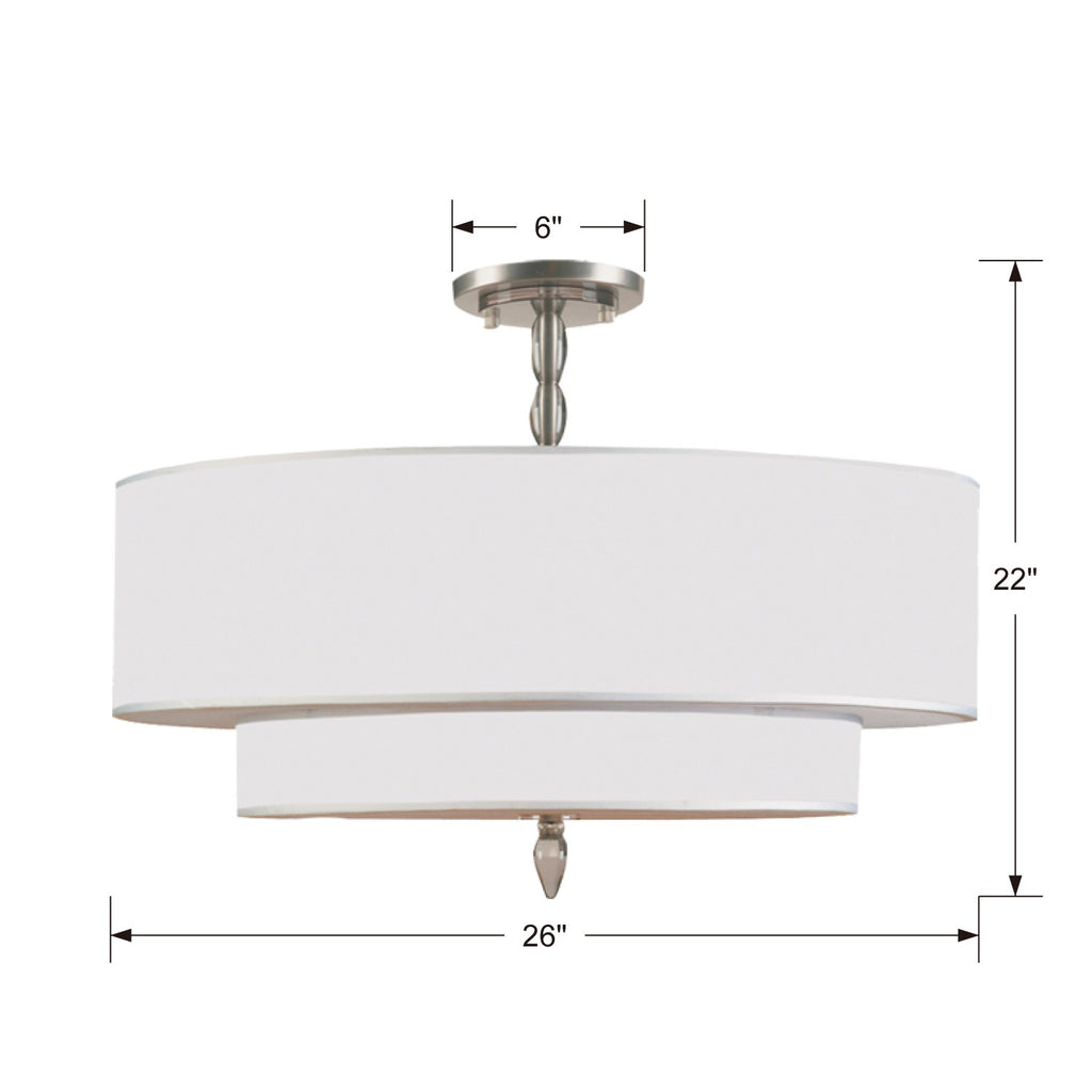 Luxo 5 Light Satin Nickel Semi Flush Mount Semi Flush Crystorama