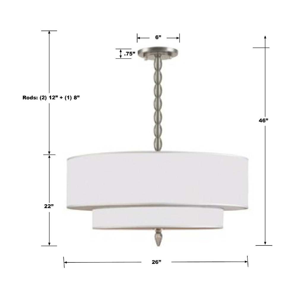 Luxo 5 Light Drum Shade Satin Nickel Chandelier Chandelier Crystorama