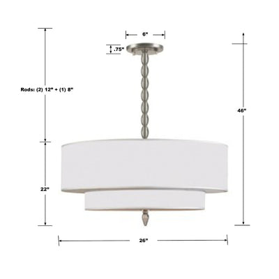 Luxo 5 Light Drum Shade Satin Nickel Chandelier Chandelier Crystorama