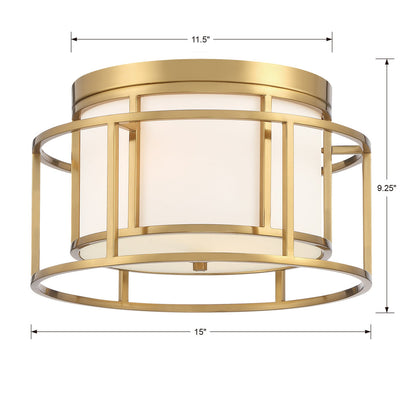 Brian Patrick Flynn Hulton 2 Light Luxe Gold Flush Mount Semi Flush Crystorama