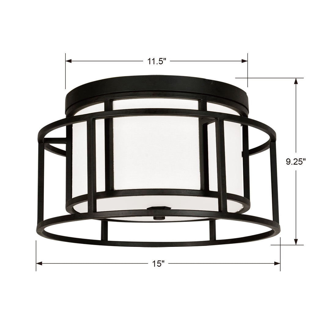 Brian Patrick Flynn Hulton 2 Light Matte Black Flush Mount Semi Flush Crystorama