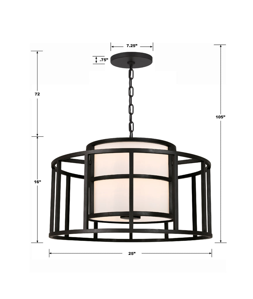 Brian Patrick Flynn Hulton 5 Light Matte Black Chandelier Chandelier Crystorama