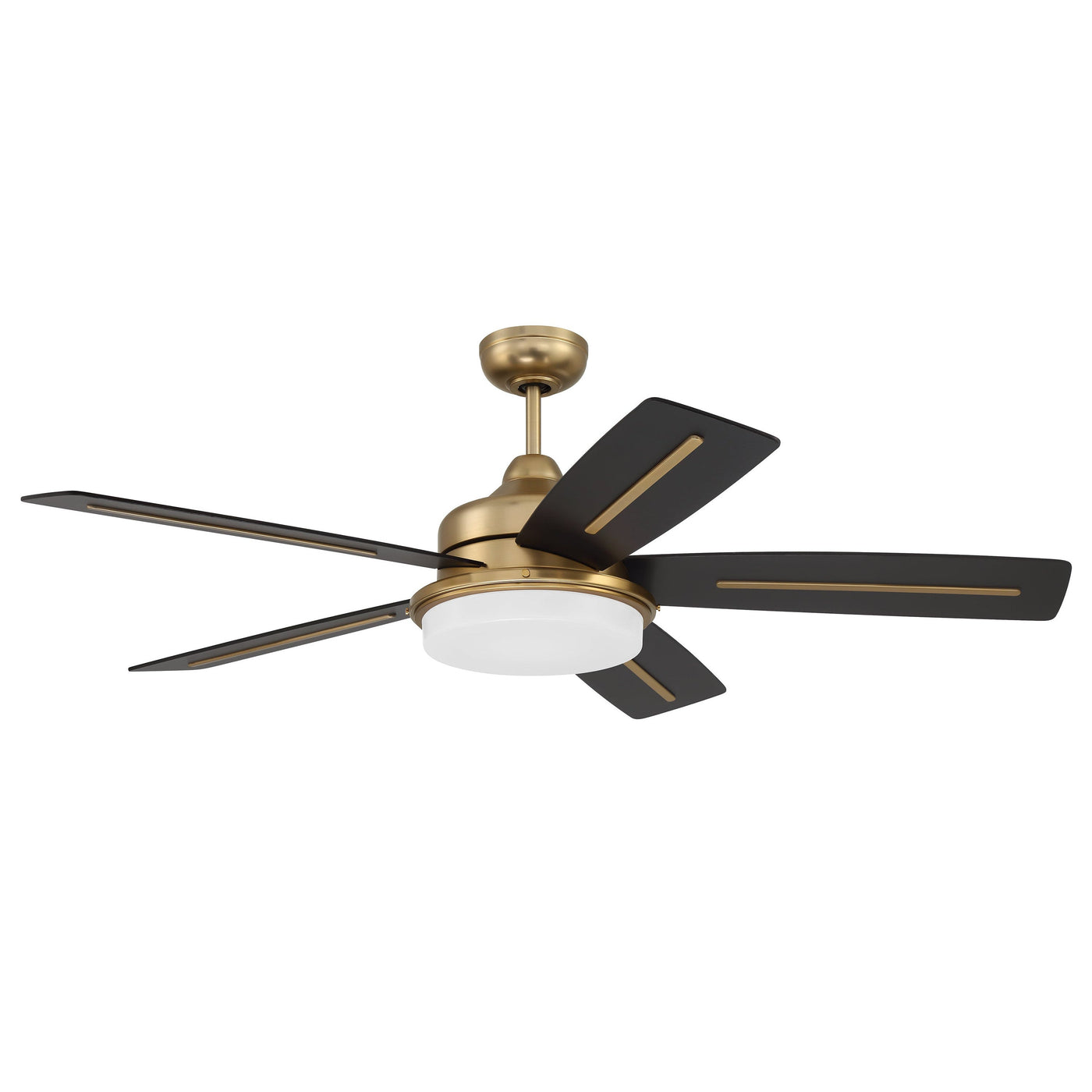 54" Drew in Satin Brass w/ Flat Black/Walnut Blades Ceiling Fan CRAFTMADE