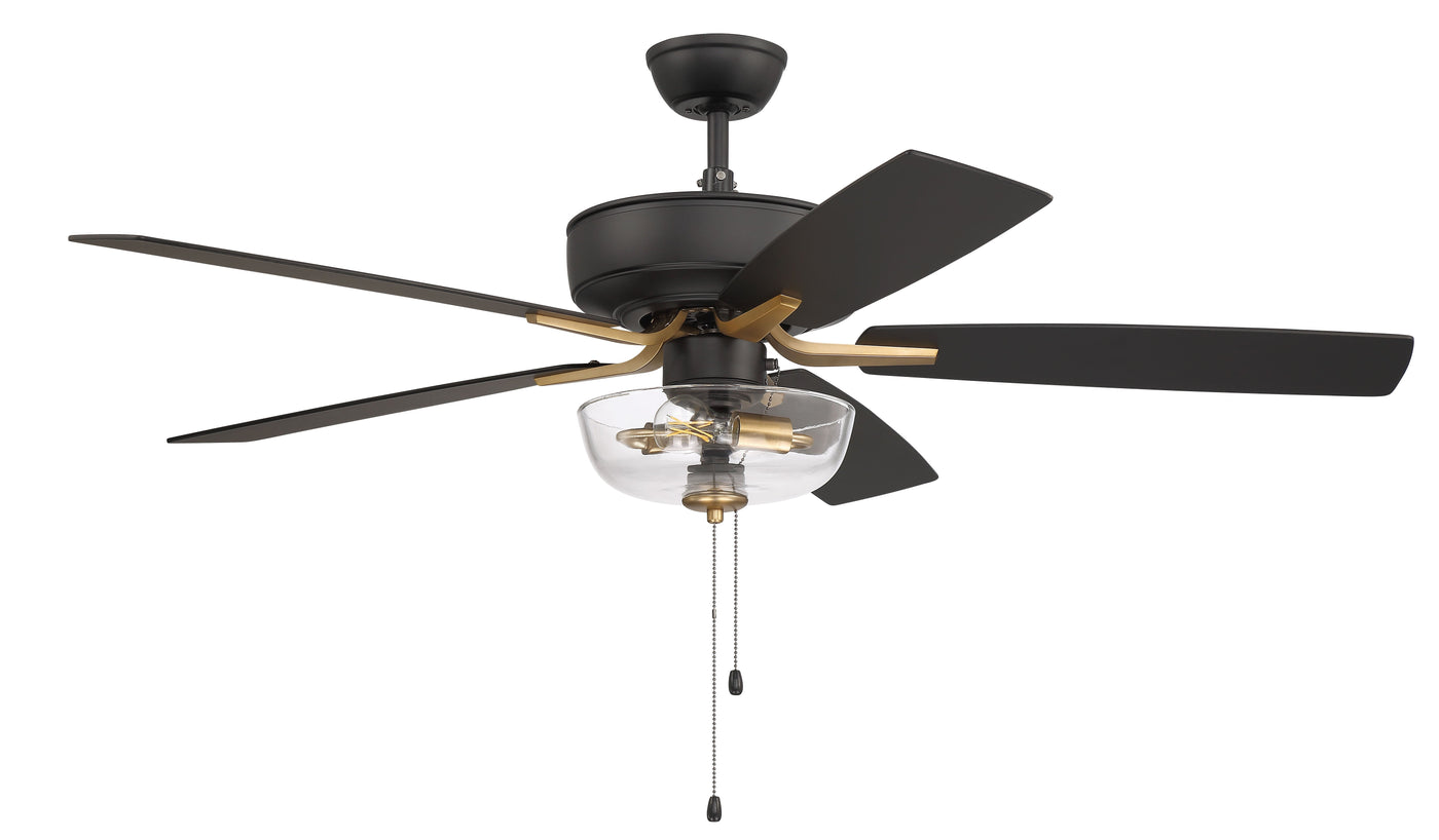 52" Pro Plus 101 in Flat Black/Satin Brass w/ Black Walnut/Flat Black Blades Ceiling Fan CRAFTMADE