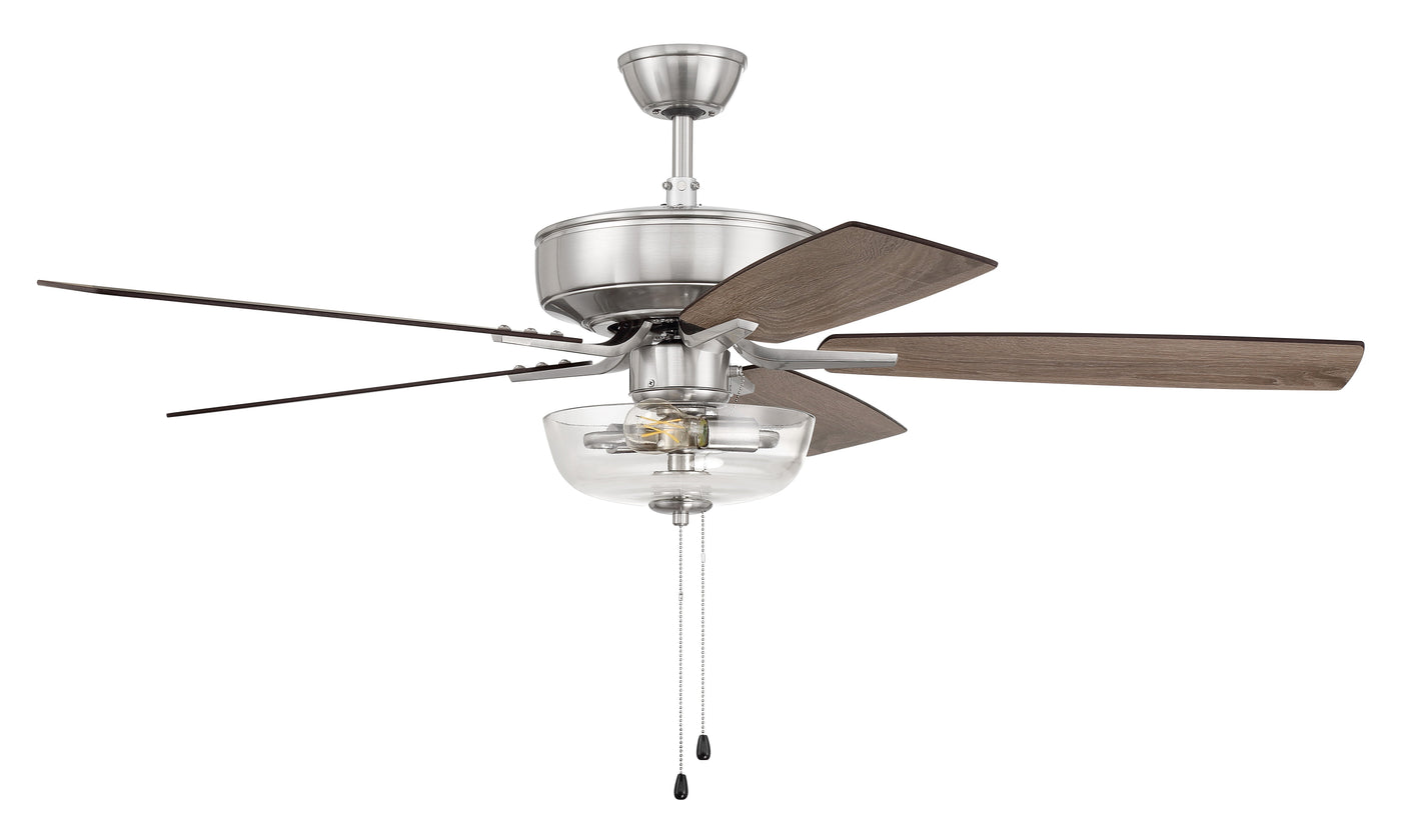 52" Pro Plus 101 in Brushed Polished Nickel w/ Driftwood/Grey Walnut Blades Ceiling Fan CRAFTMADE