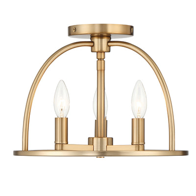 Abbott 3 Light Vibrant Gold Semi Flush Mount Semi Flush Crystorama