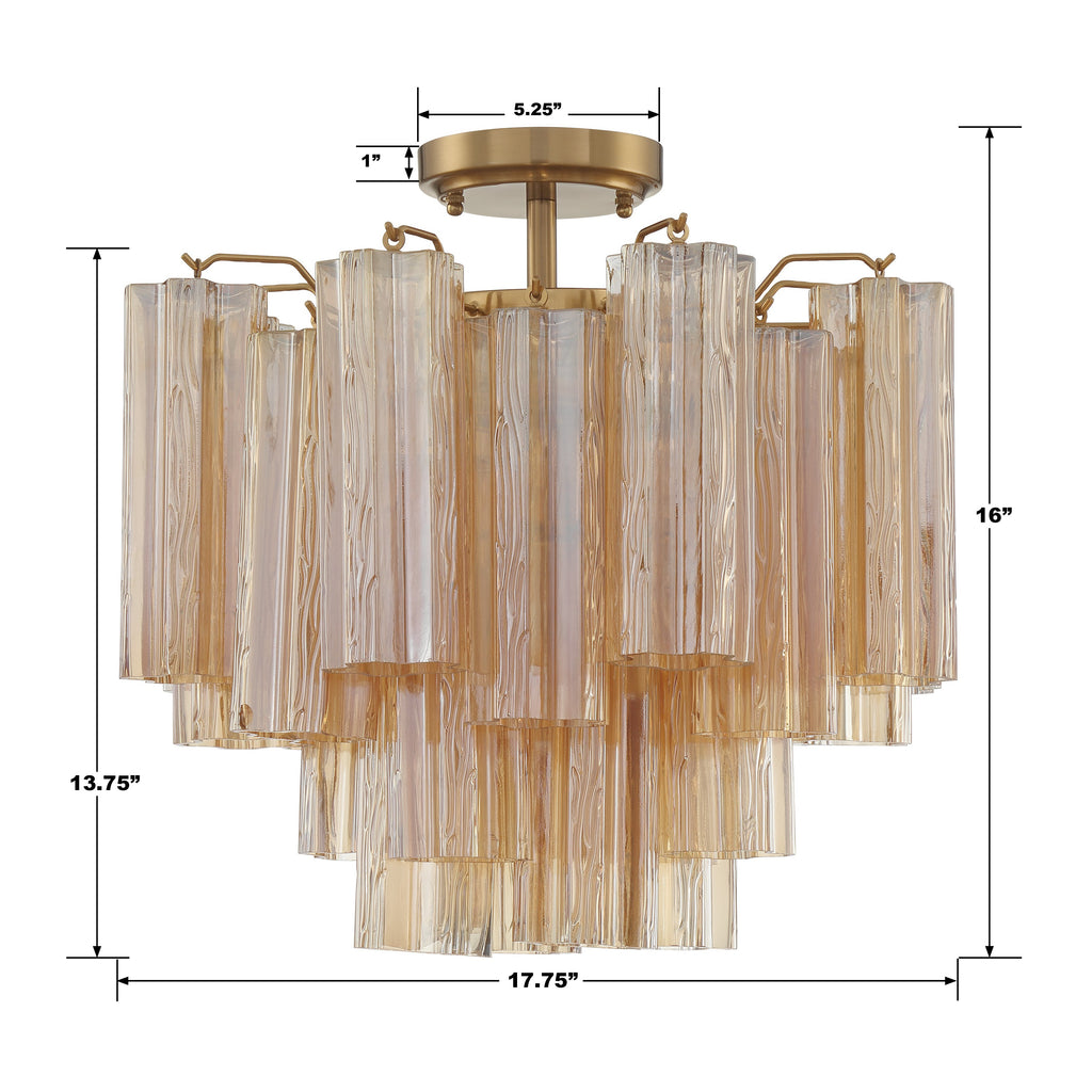 Addis 4 Light Aged Brass Semi Flush Mount Semi Flush Crystorama