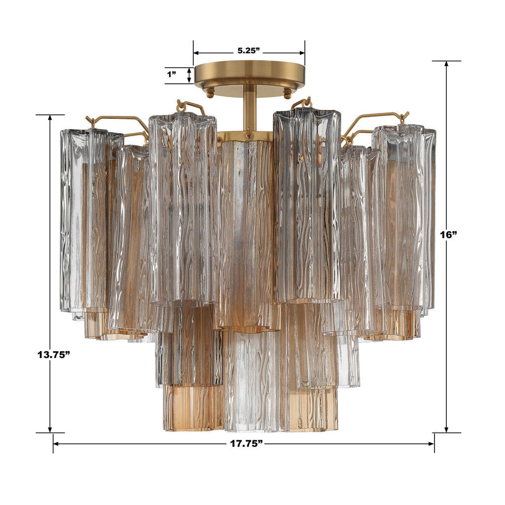 Addis 4 Light Aged Brass Semi Flush Mount Semi Flush Crystorama