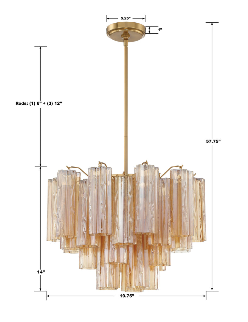 Addis 6 Light Aged Brass Chandelier Chandelier Crystorama