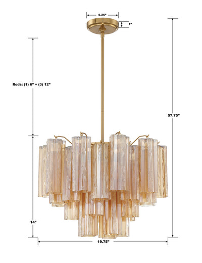 Addis 6 Light Aged Brass Chandelier Chandelier Crystorama