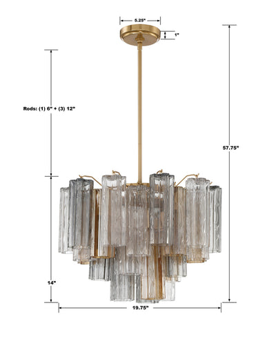 Addis 6 Light Aged Brass Chandelier Chandelier Crystorama