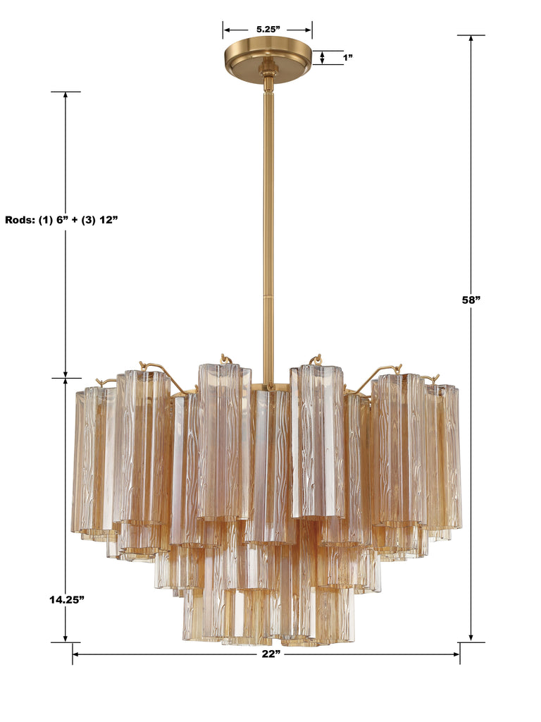 Addis 9 Light Aged Brass Chandelier Chandelier Crystorama