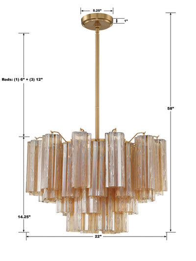 Addis 9 Light Aged Brass Chandelier Chandelier Crystorama