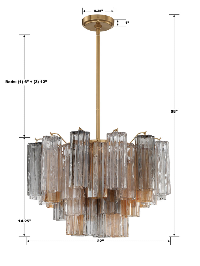 Addis 9 Light Aged Brass Chandelier Chandelier Crystorama