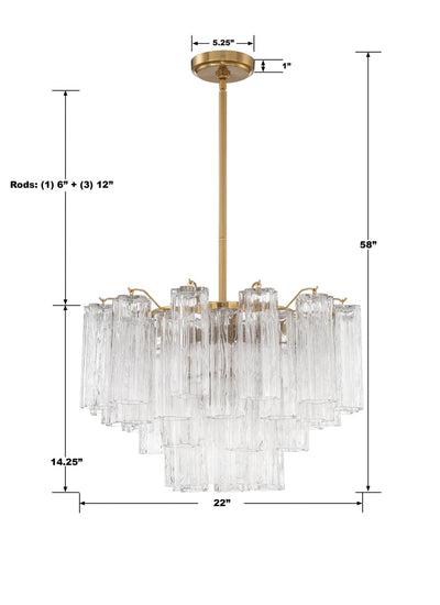 Addis 9 Light Aged Brass Chandelier Chandelier Crystorama