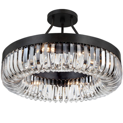 Alister 8 Light Charcoal Bronze Semi Flush Mount Semi Flush Crystorama