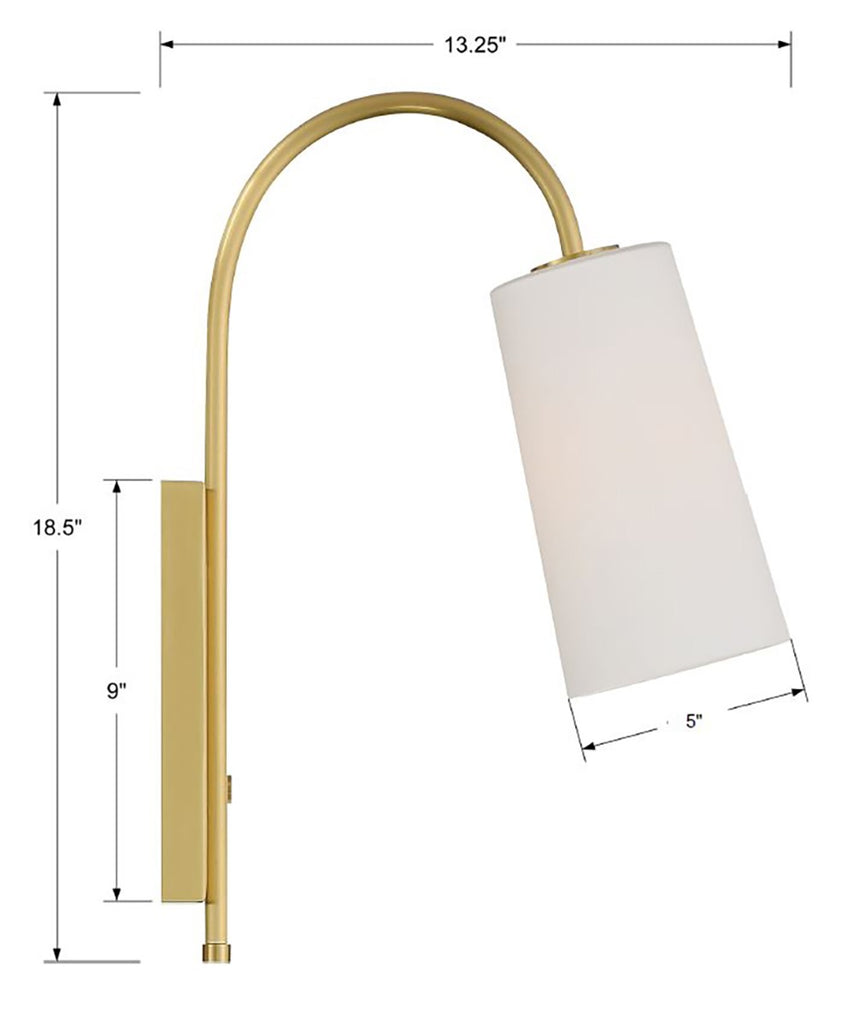 Alexa 1 Light Aged Brass Task Sconce Wall Sconce Crystorama