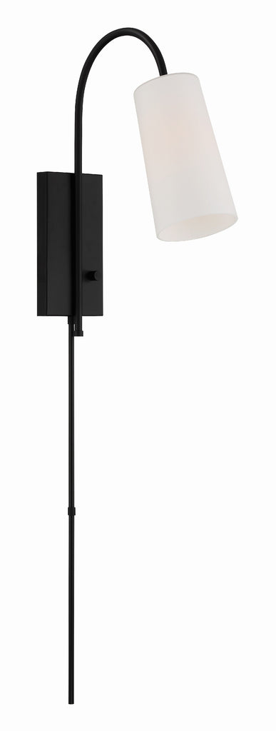 Alexa 1 Light Matte Black Task Sconce Wall Sconce Crystorama