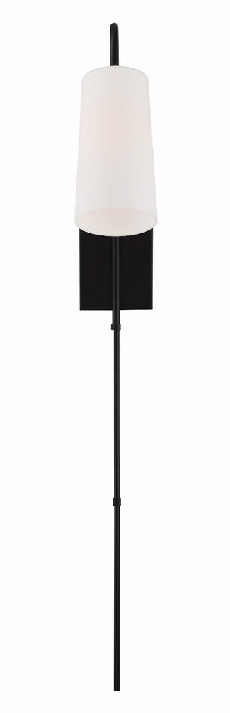 Alexa 1 Light Matte Black Task Sconce Wall Sconce Crystorama