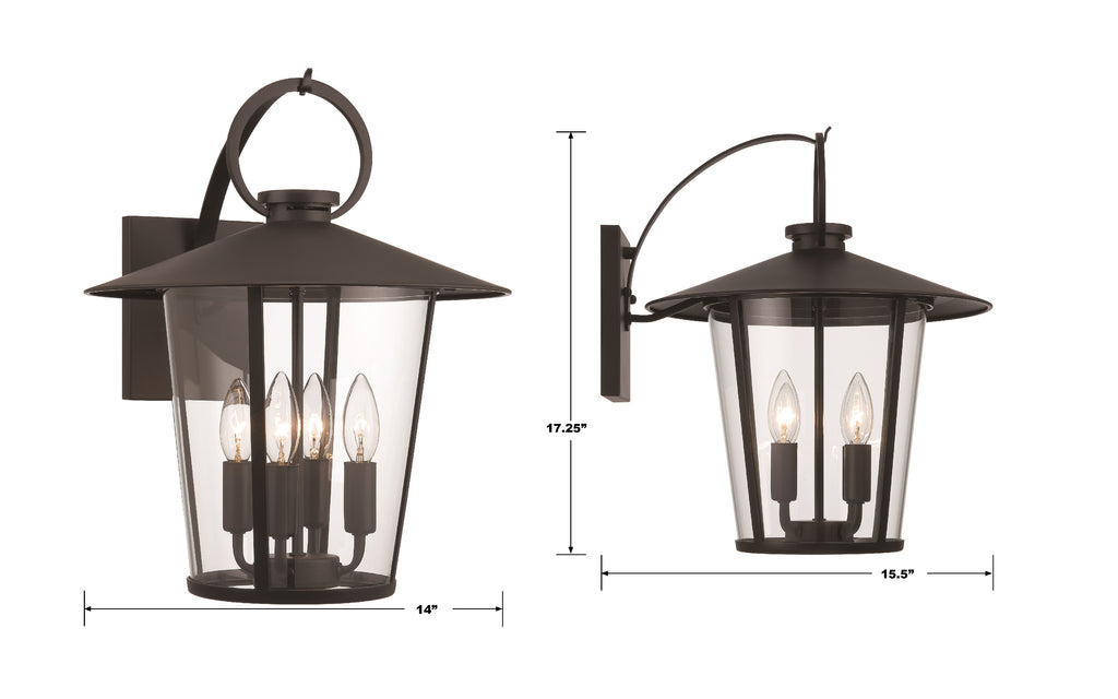 Andover 4 Light Matte Black Outdoor Sconce Exterior Crystorama