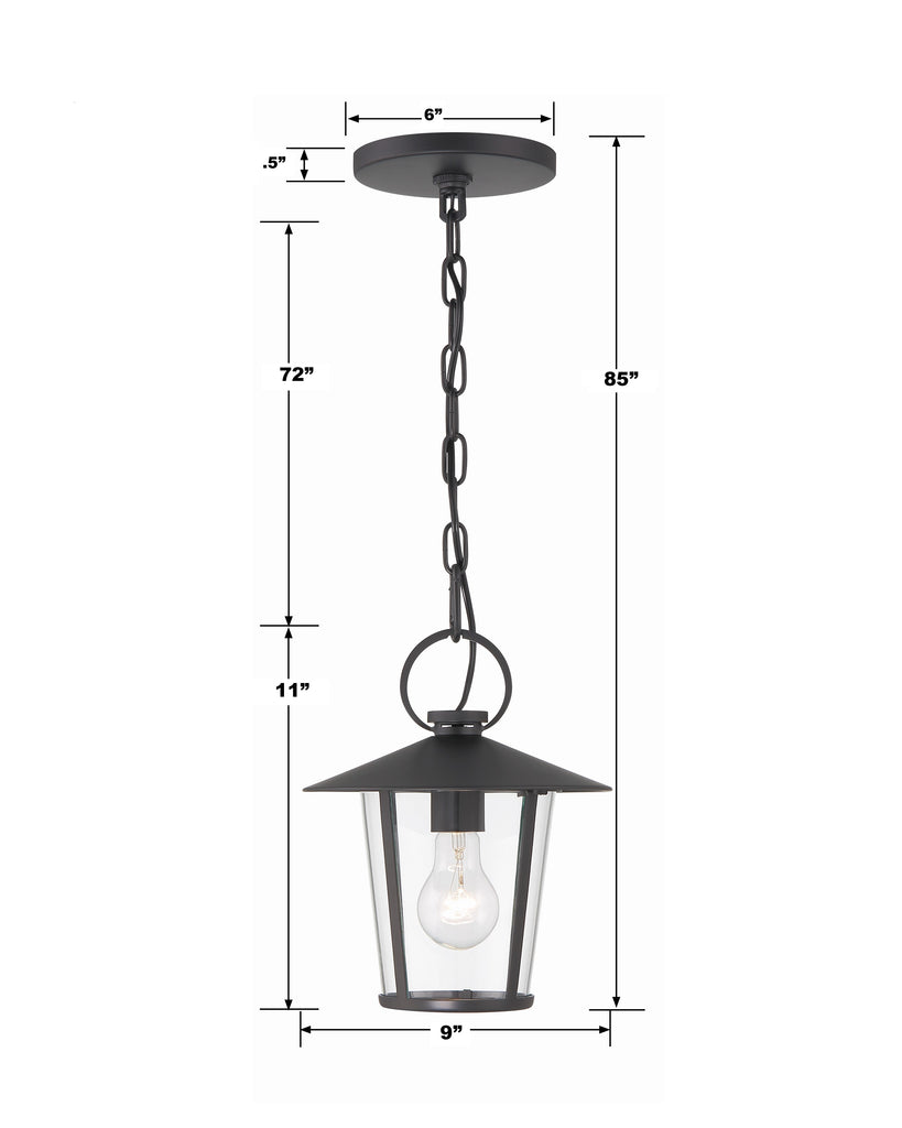 Andover 1 Light Matte Black Outdoor Pendant Exterior Crystorama