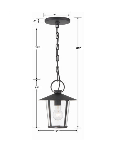 Andover 1 Light Matte Black Outdoor Pendant Exterior Crystorama