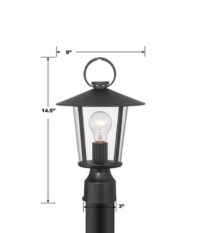 Andover 1 Light Matte Black Outdoor Post Exterior Crystorama