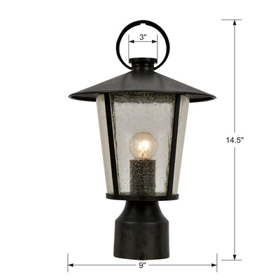 Andover 1 Light Matte Black Outdoor Post Exterior Crystorama