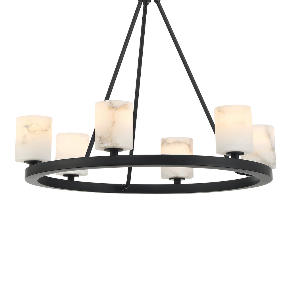 Aragon 6 Light Matte Black Chandelier Chandelier Crystorama