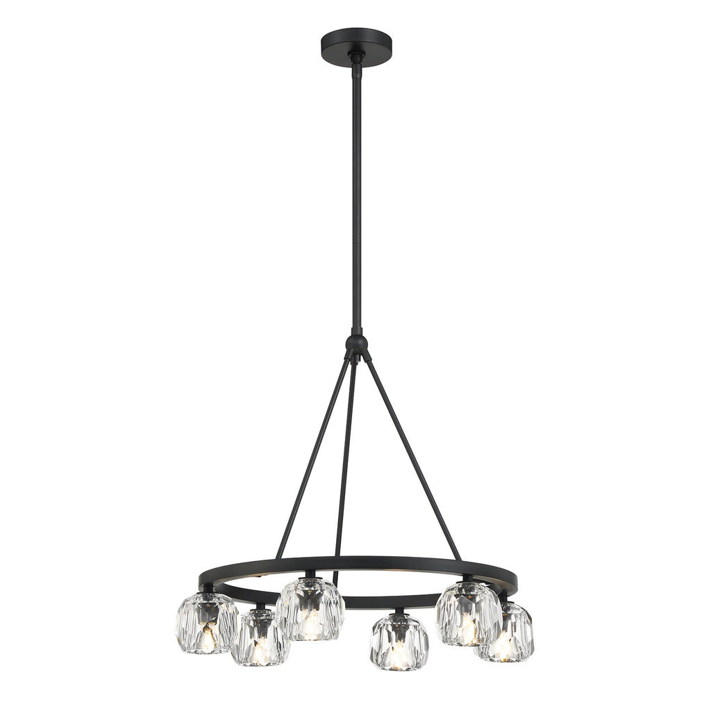 Aragon 6 Light Matte Black Chandelier Chandelier Crystorama