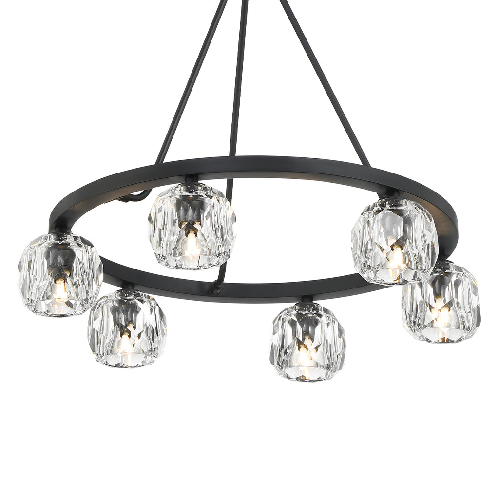 Aragon 6 Light Matte Black Chandelier Chandelier Crystorama