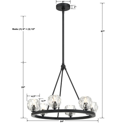 Aragon 6 Light Matte Black Chandelier Chandelier Crystorama